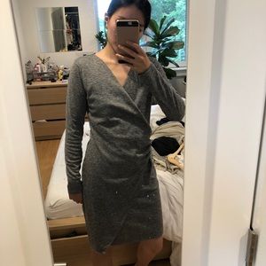Banana Republic Gray Wrap Sheath Dress, S